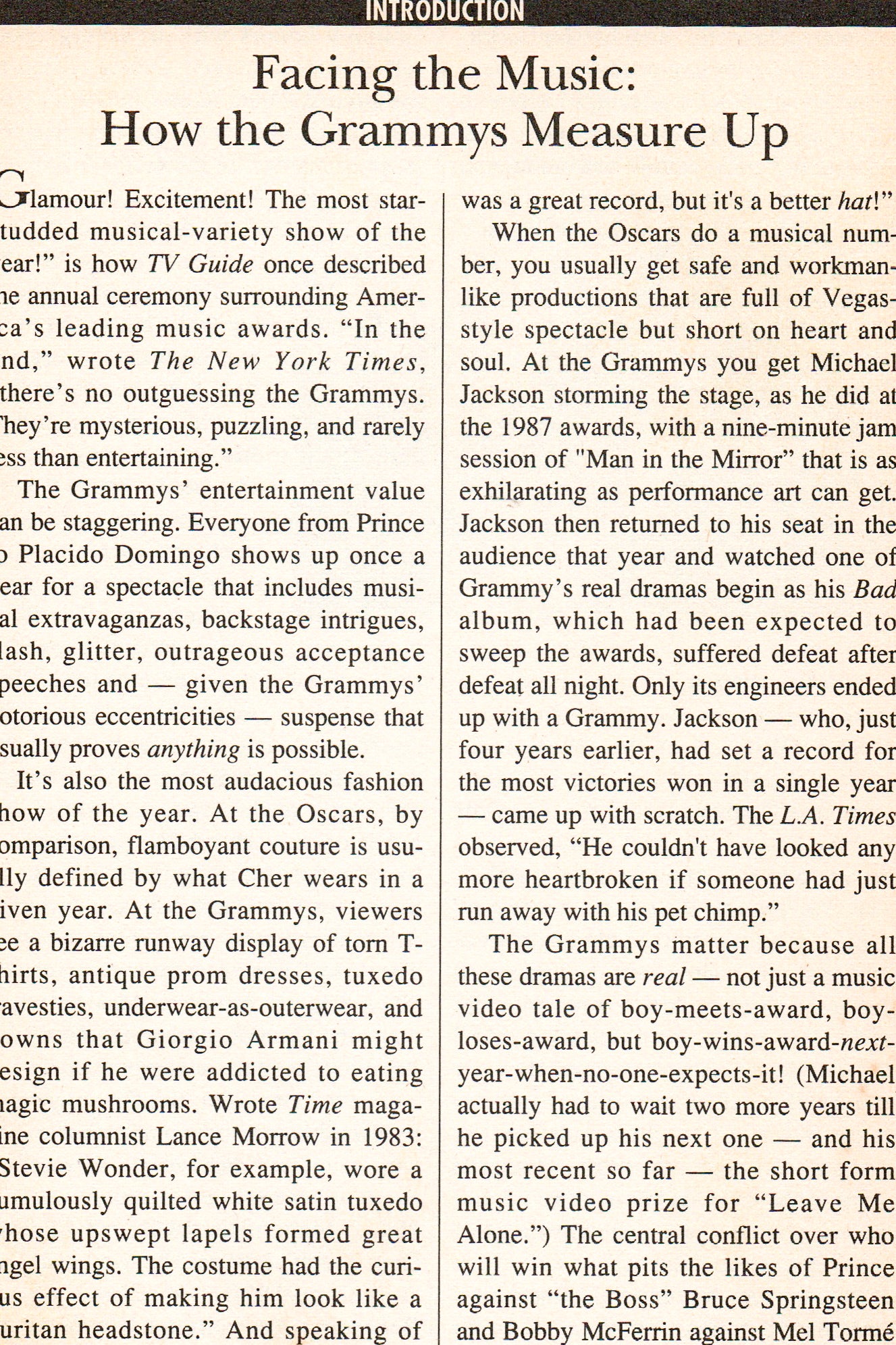 The Grammys: For the Record